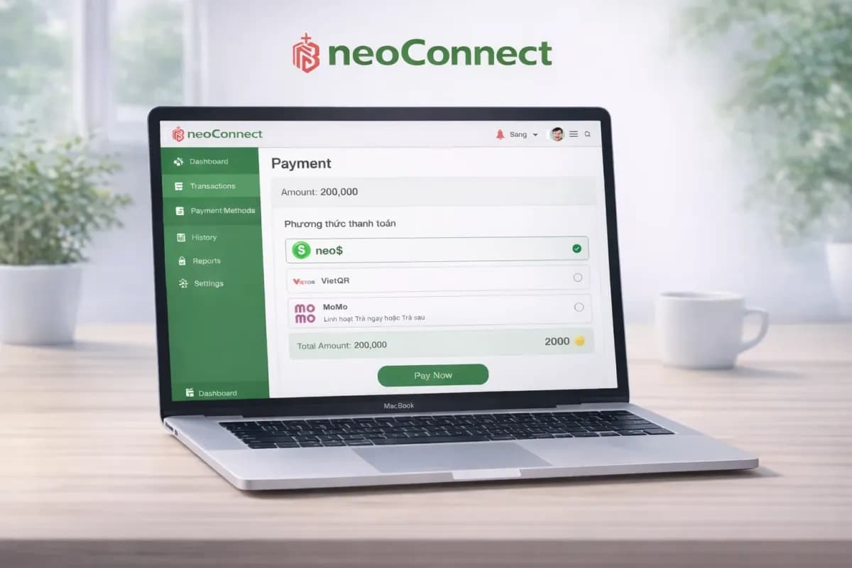 neoConnect payment infrastructure dashboard